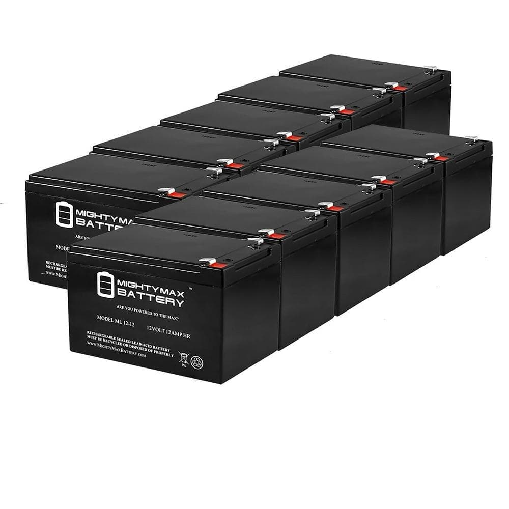 MIGHTY MAX BATTERY ML12-12 - 12-Volt 12Ah F2 Replacement Battery for UPG UB12120F2 D5775 - 10 Pack