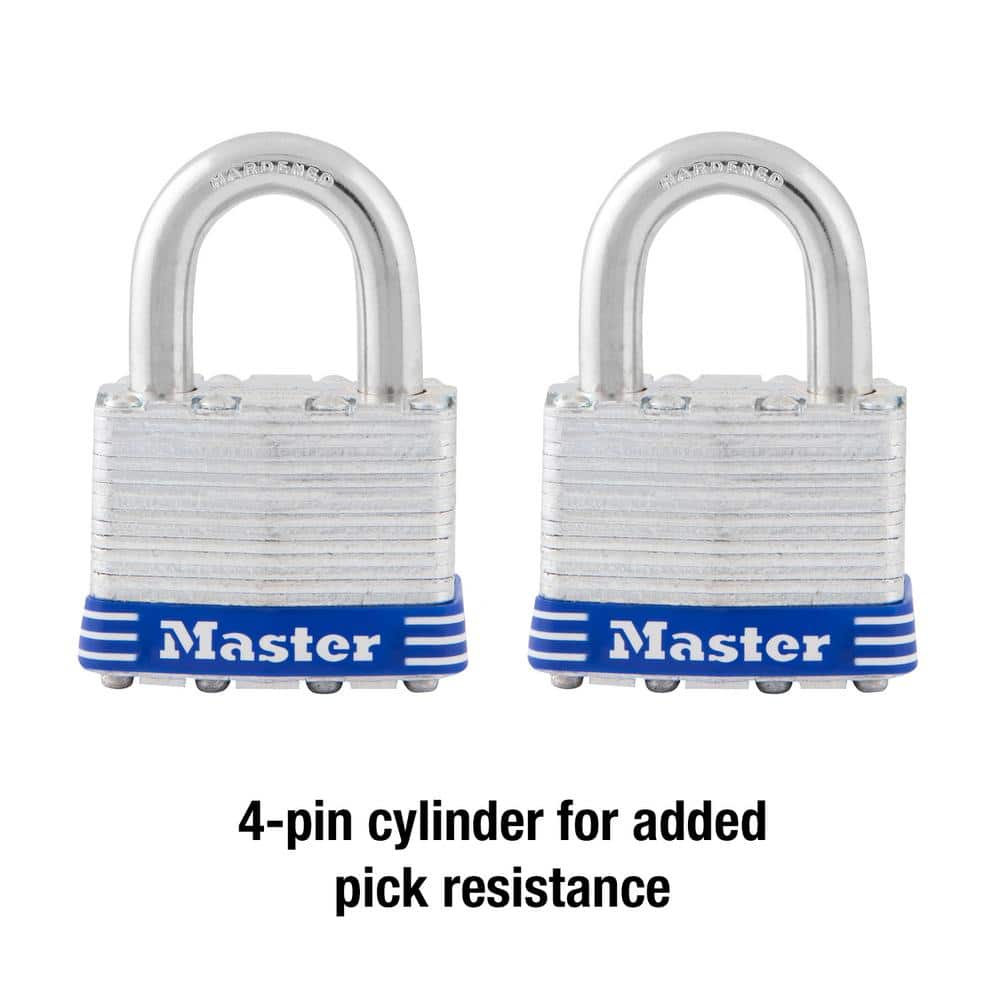 Master Lock Outdoor Padlock with Key, 1-3/4 in. Wide, 2 Pack (4)