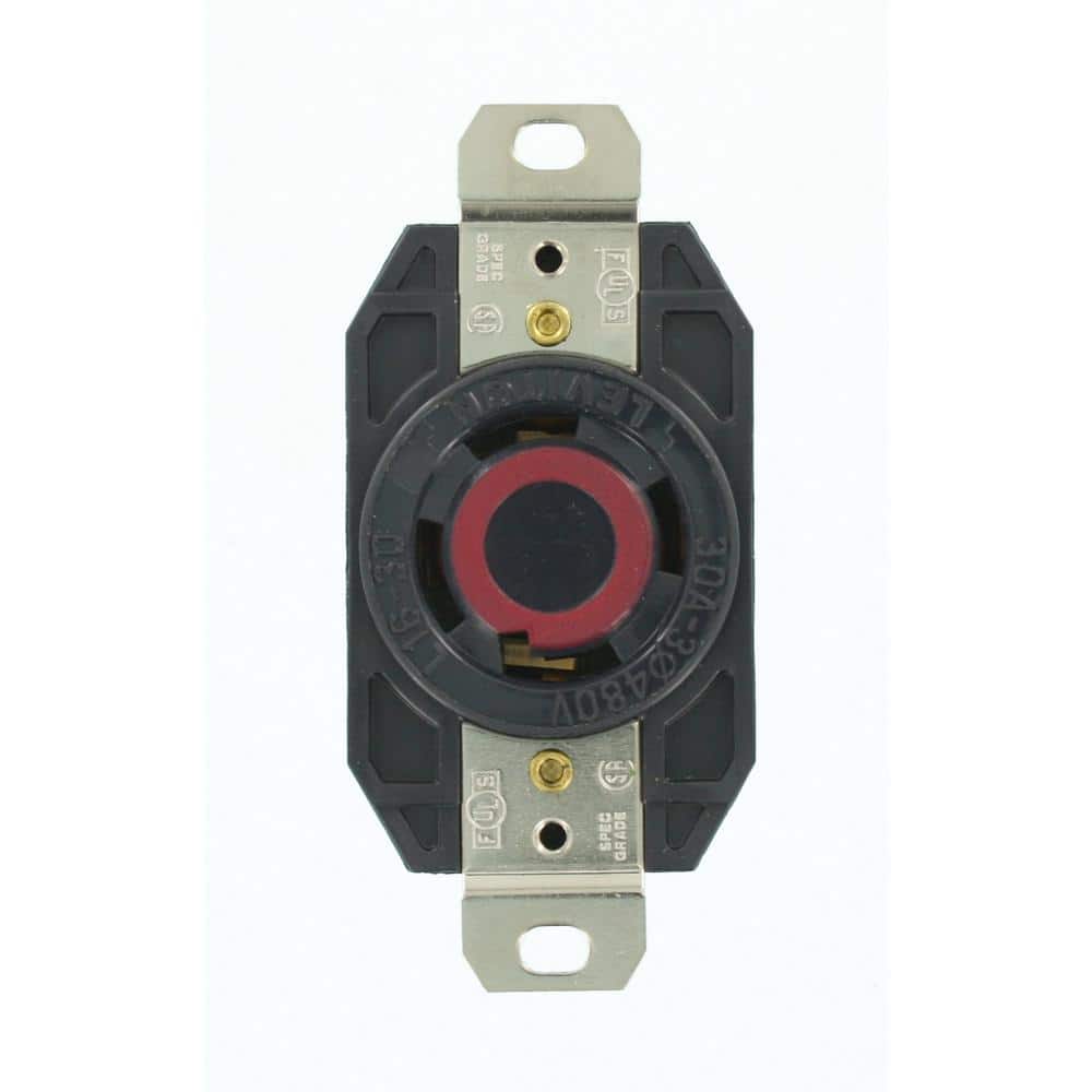 Leviton 30 Amp 480-Volt 3-Phase Flush Mounting Grounding Locking Outlet, Black 2730 (1)