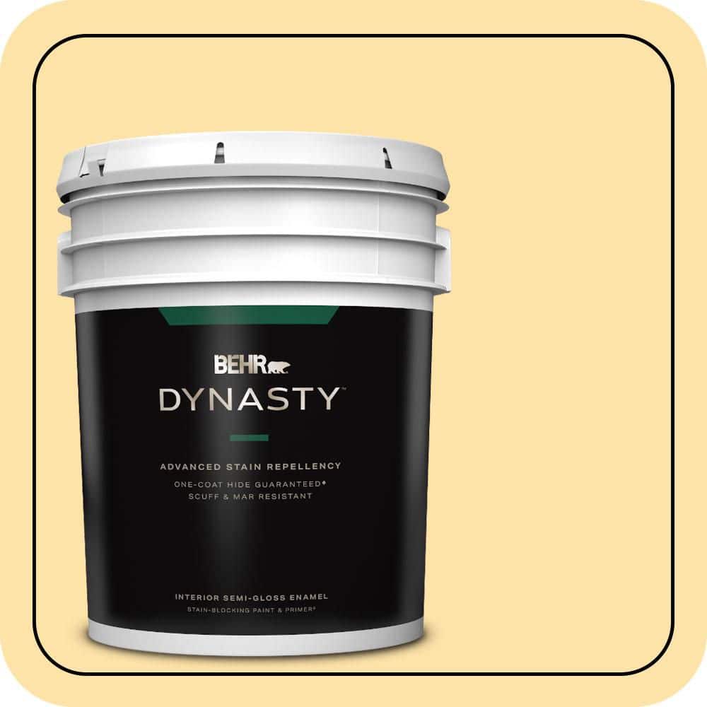 BEHR DYNASTY 5 gal. #P270-3 Sunflower Seed Semi-Gloss Enamel Interior Stain-Blocking Paint & Primer