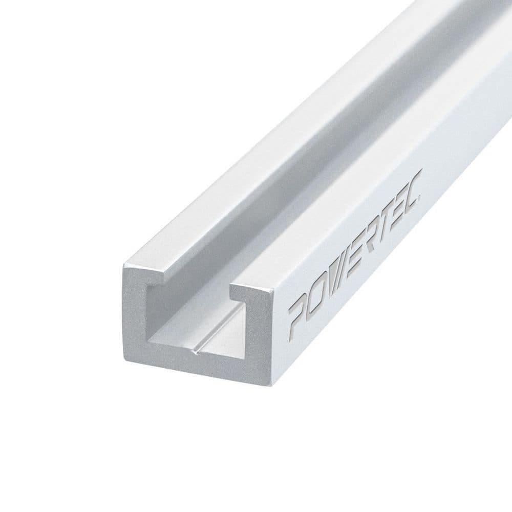 ‎POWERTEC 48 in. Heavy-Duty Aluminum T-Track Specialized T Slot Track for 3/8 in. Hex Bolt and T Bolts 1/4 in.-20 and 5/16 in.-18 (1)