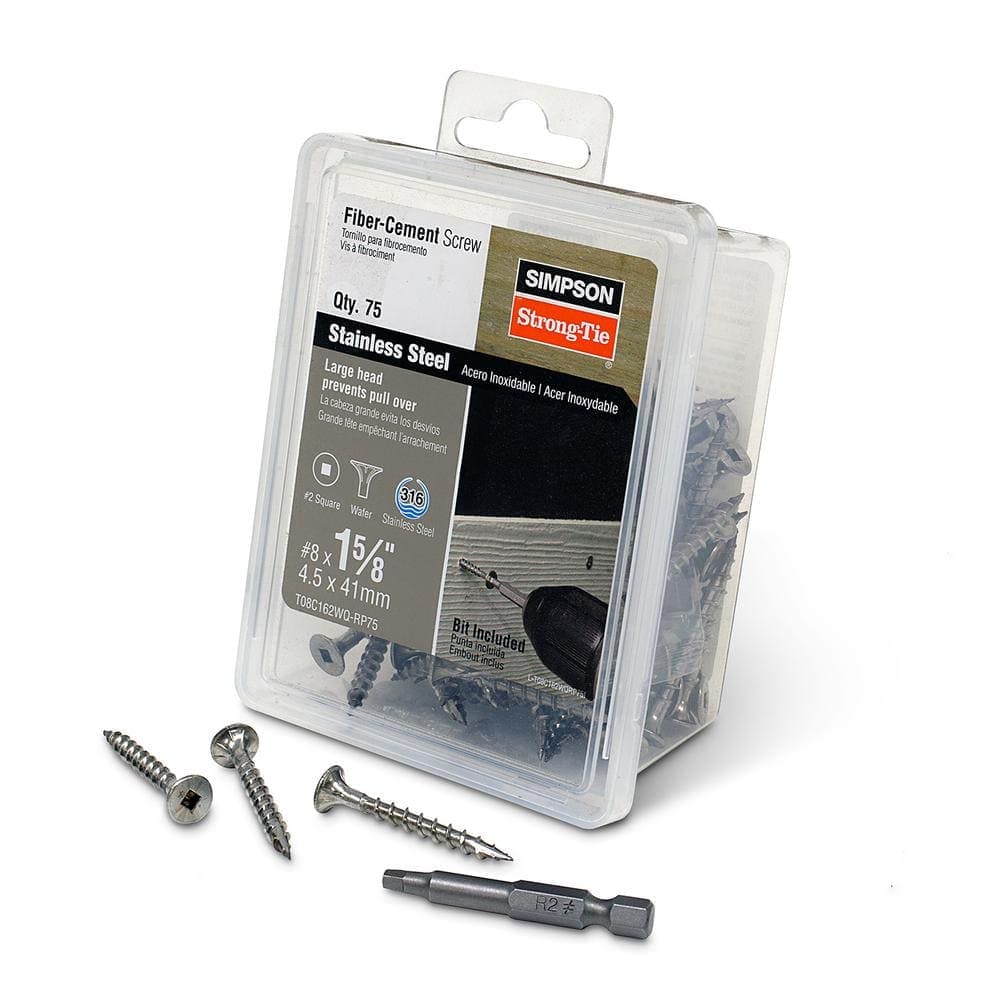 Simpson Strong-Tie #8 x 1-5/8 in. #2 Square, Wafer Head, Type 316 Stainless Steel Fiber-Cement Screw (75-Pack) (1)