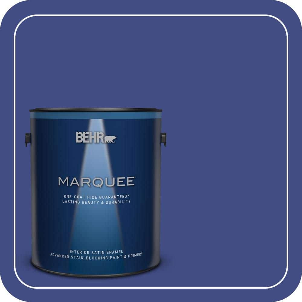BEHR MARQUEE 1 gal. #MQ5-48 Boudoir Blue One-Coat Hide Satin Enamel Interior Paint & Primer