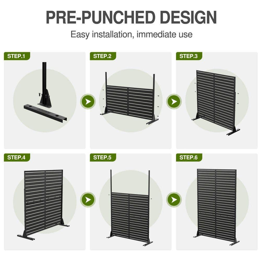 PexFix Outdoor Metal Galvanized Privacy Screen Fence Garden Panels (4)