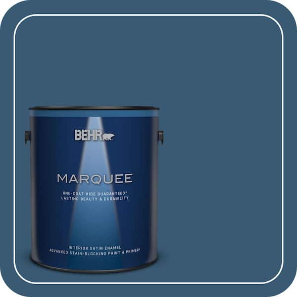 BEHR MARQUEE 1 gal. #M500-6 Express Blue Satin Enamel Interior Paint & Primer (2)