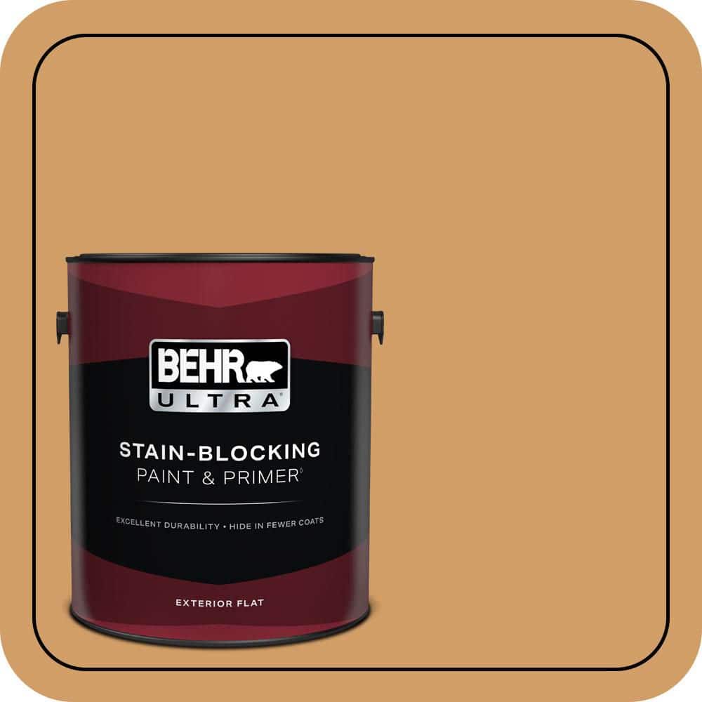 BEHR ULTRA 1 gal. #MQ4-08 Golden Aura Flat Exterior Paint & Primer