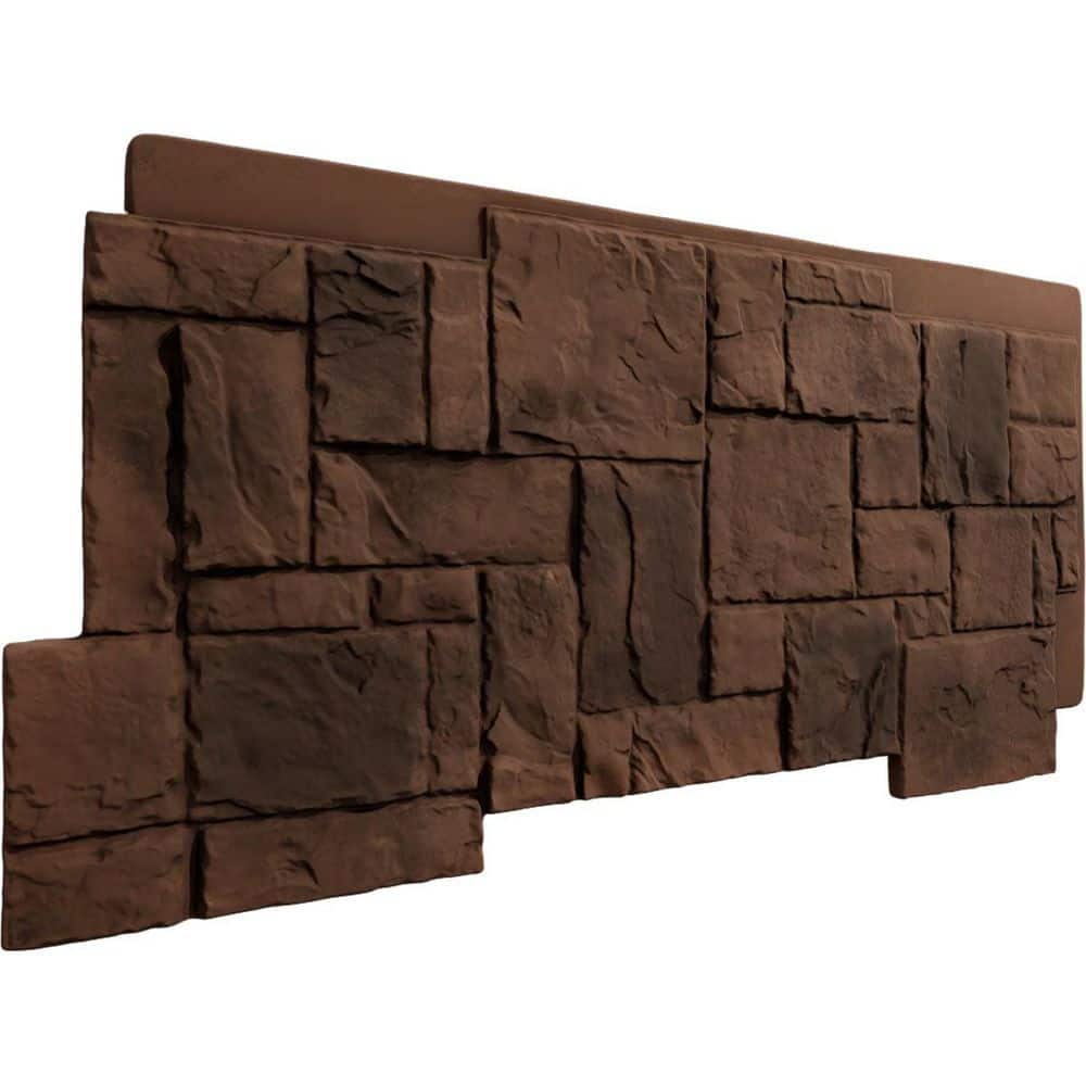 Ekena Millwork EverStone Castle Rock Faux Stone Panel, 49"W x 24 1/2"H x 1 1/4"D, Weathered Brown Color (3)