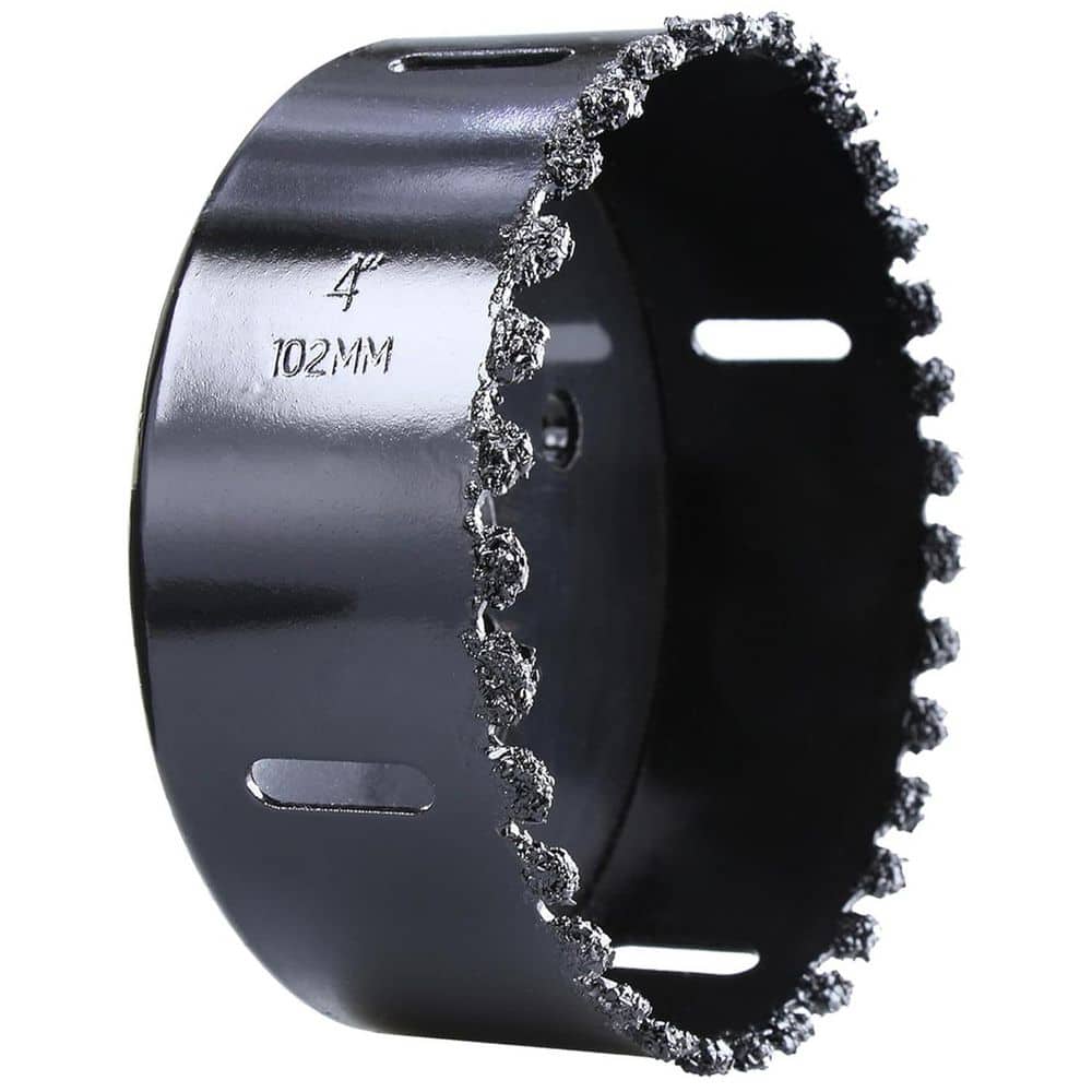 Unbranded Carbide Grit 4 Hole Saw with Pilot Drill Bits for Abrasive Materials Cuts Air Brick Stucco Cement Board Drywall