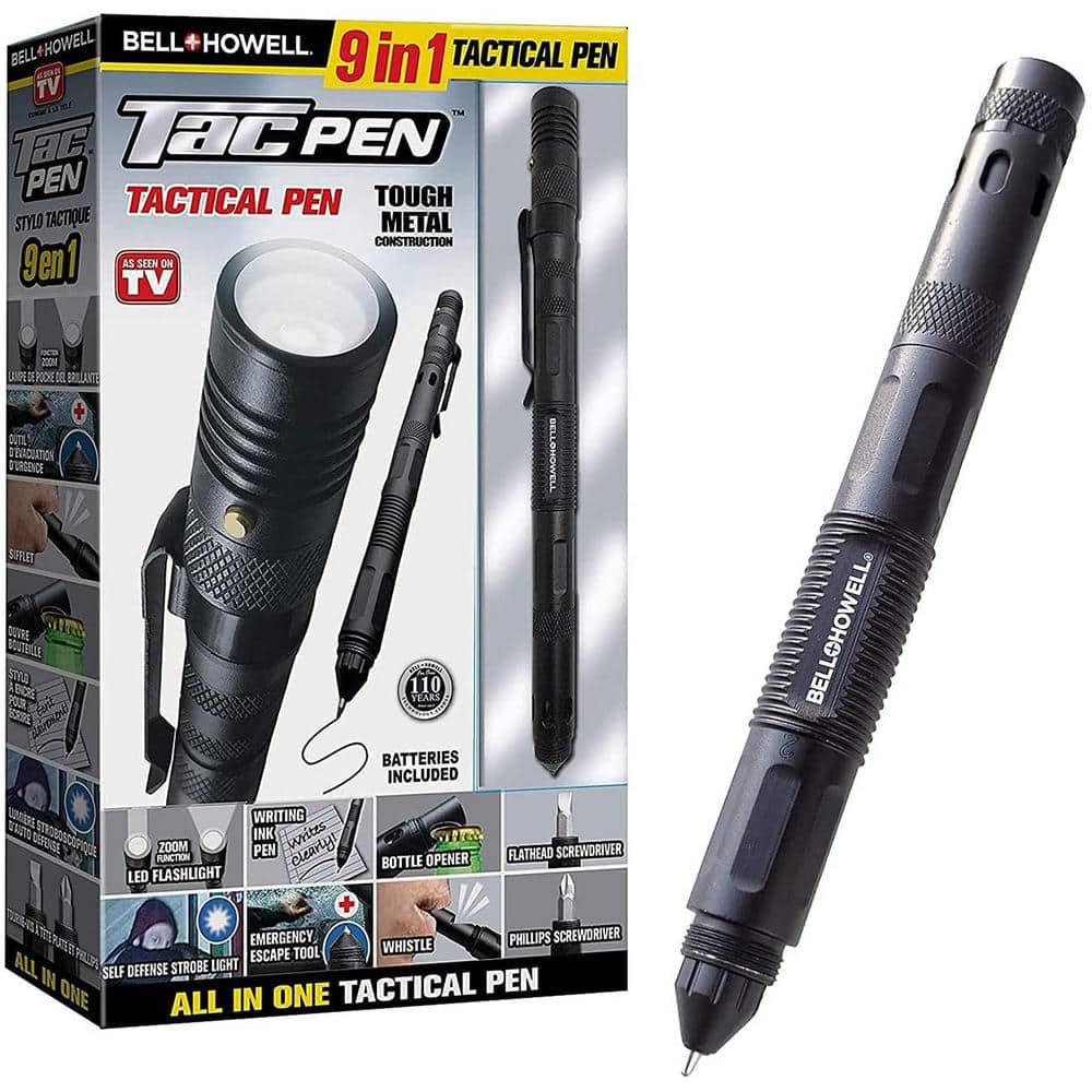Bell + Howell Tac Pen, 9 in. 1 Aluminum 30 Lumens Tactical Pen and Flashlight