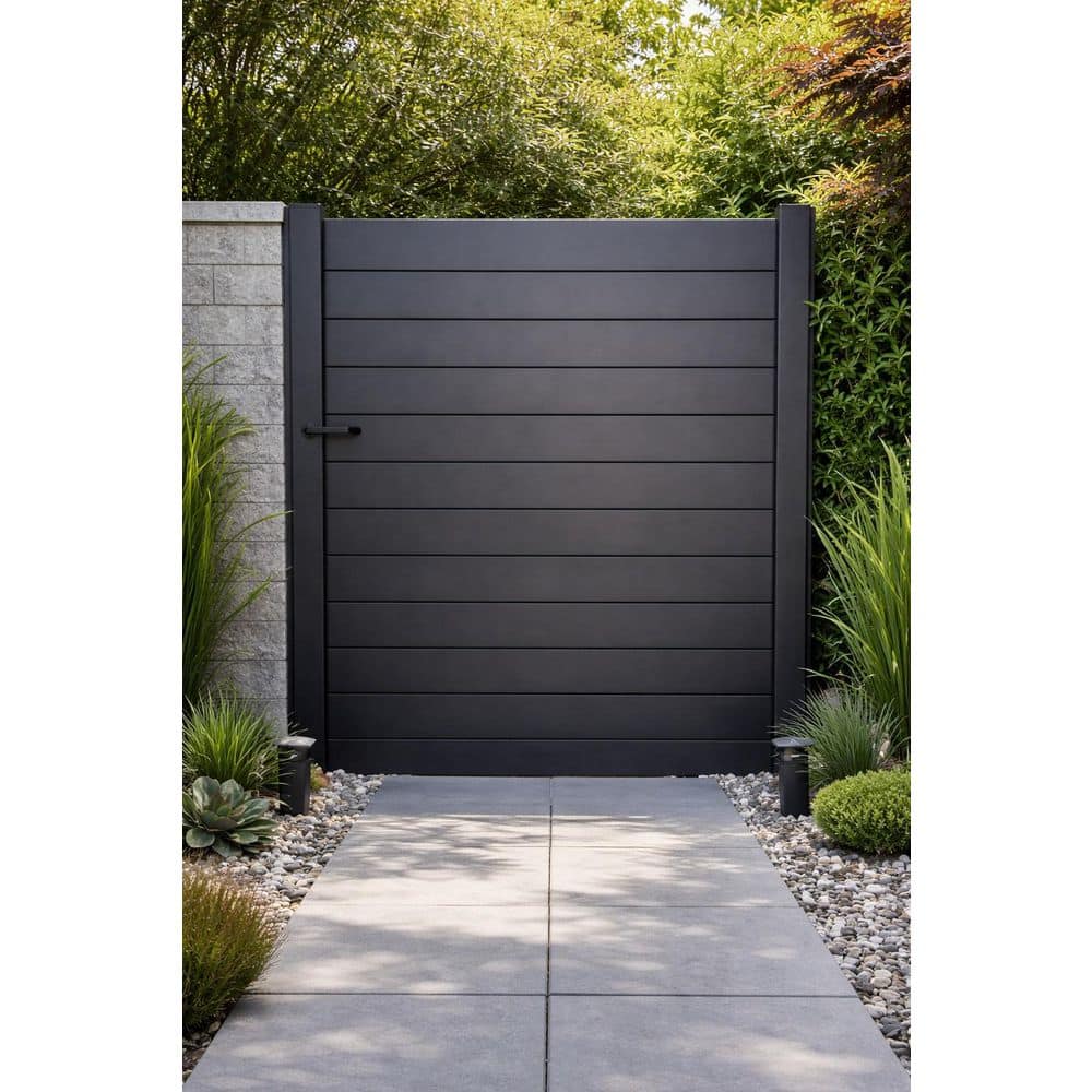 Nixa Doors Adjustable 60 in. x 72 in. Black Aluminum Privacy Gate