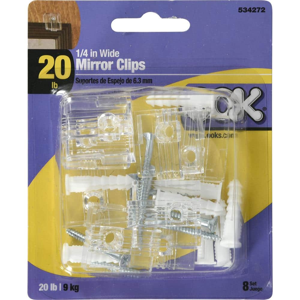 OOK (8-Pack) 1/4 in. Adjustable Mirror Clip (2)