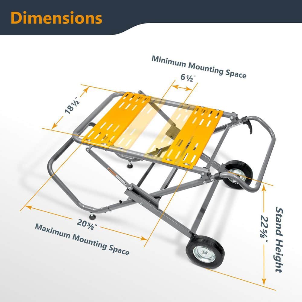 ‎POWERTEC Foldable and Portable Table Saw Stand with Wheels, with 330Lbs Load Capacity, Compatible with Dewalt Table Saw (3)