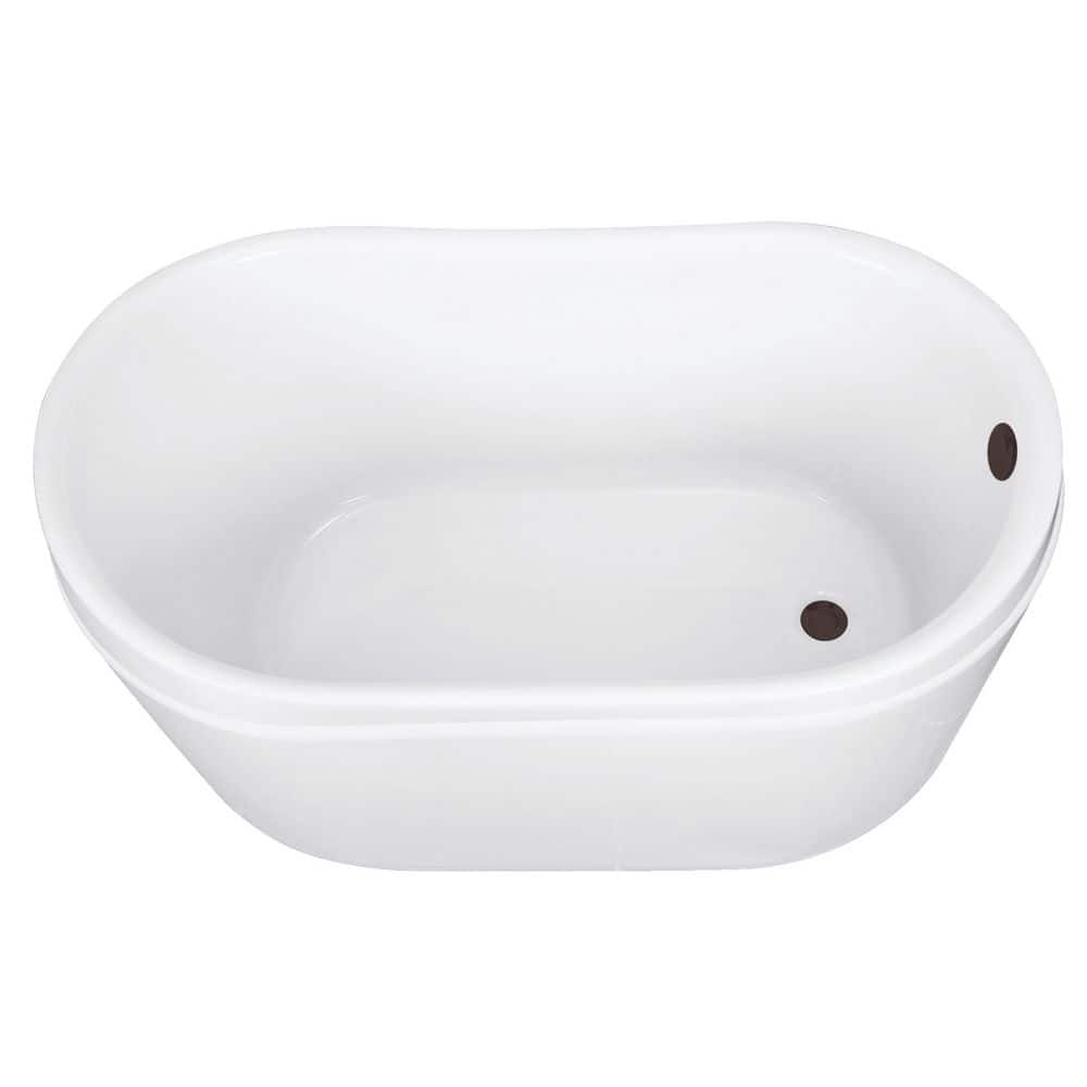 Kingston Brass Aqua Eden 52 in. x 30 in. Acrylic Flatbottom Freestanding Soaking Bathtub in White/Oil Rubbed Bronze with Drain