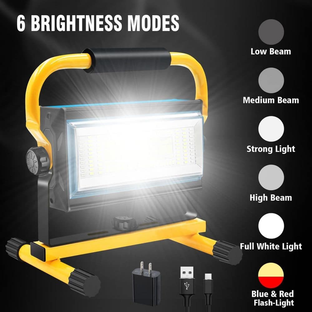 Unbranded 100W 7000 Lumen LED COB Work Light Cordless Rechargeable Flood Light Waterproof Portable Outdoor Lighting (2)