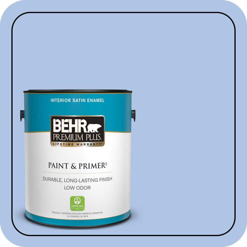 BEHR PREMIUM PLUS 1 gal. #580B-4 Ocean Dream Satin Enamel Low Odor Interior Paint & Primer