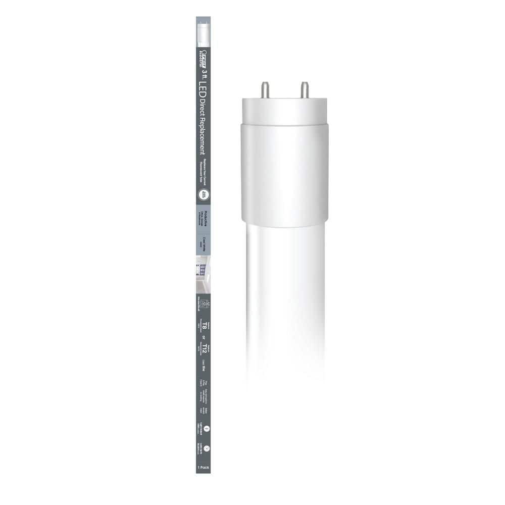 Feit Electric 16-Watt 3 ft. T8/12 G13 Type A Plug and Play Linear LED Tube Light Bulb, Cool White 4000K, 1 Bulb (2)