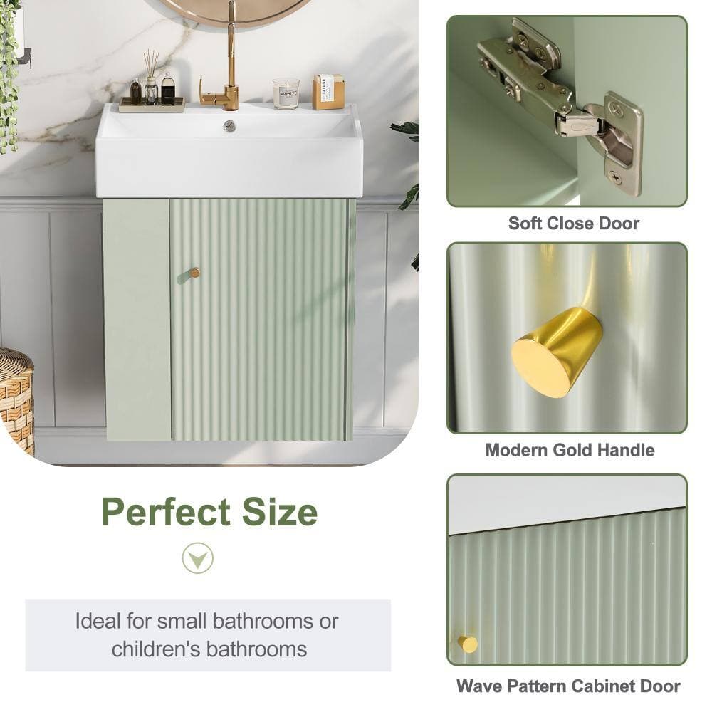 Luxeyard Modern Floating Bathroom Vanity with Ceramic Basin Perfect for Small Bathrooms Left Side Storage (3)