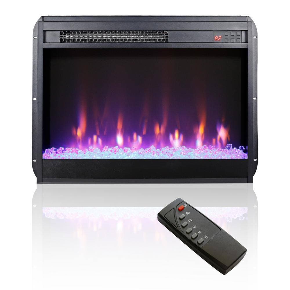 Jushua 23 in. Electric Cabinet Infrared Space Heater with Crystal, Overheating Protection, Convection, 1400W, Black