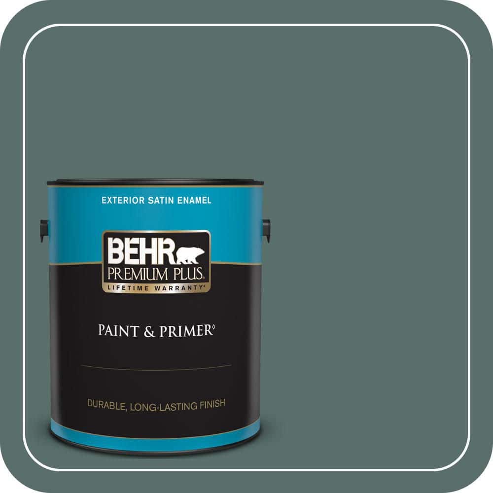 BEHR PREMIUM PLUS 1 gal. #490F-6 Agave Frond Satin Enamel Exterior Paint & Primer