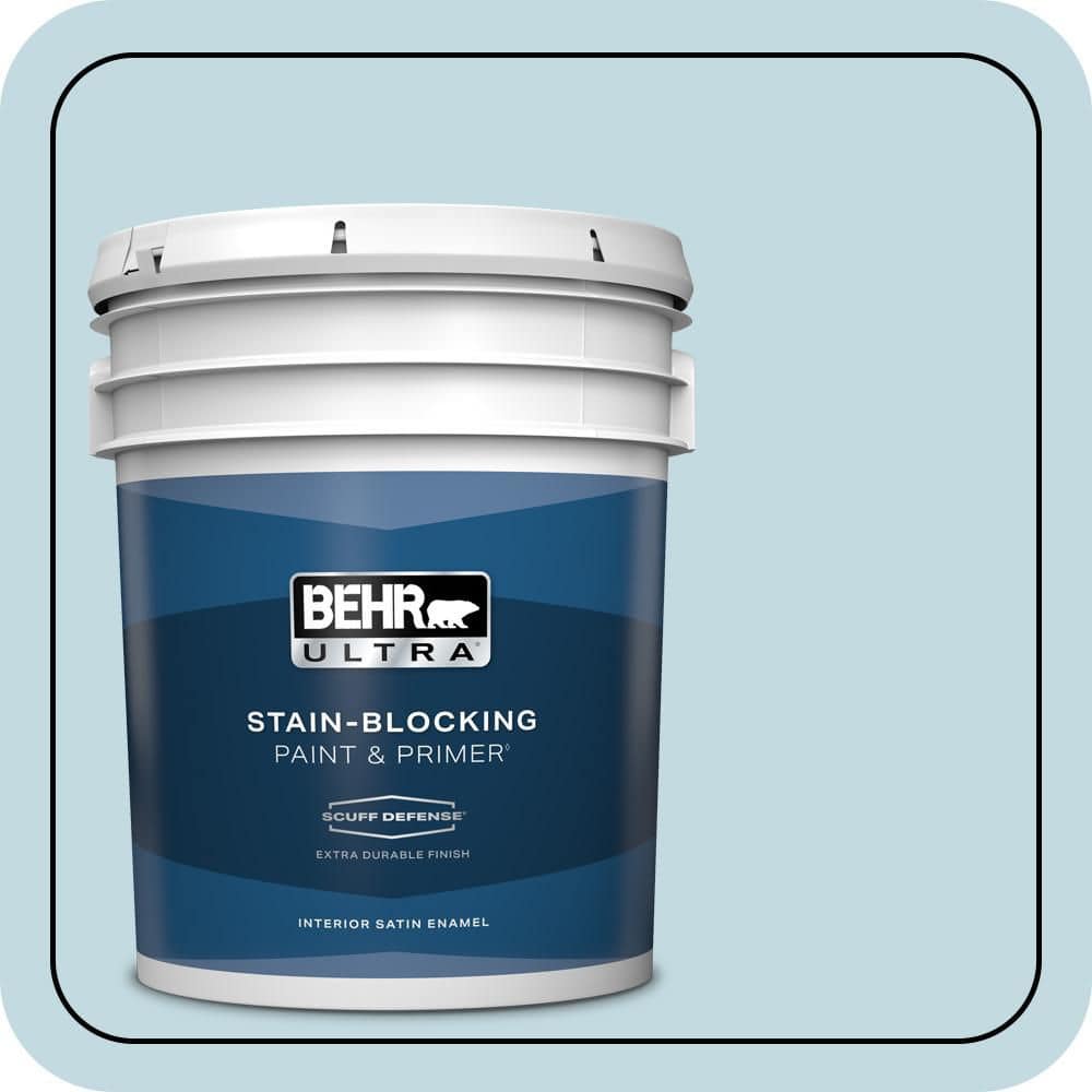 BEHR ULTRA 5 gal. #S480-1 Rain Dance Extra Durable Satin Enamel Interior Paint & Primer (1)