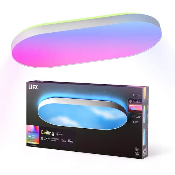 LIFX 26 in. Oval Capsule Smart White Multi-Color WiFi Selectable LED Flush Mount Ceiling Light Works Alexa/Hey Google/HomeKit