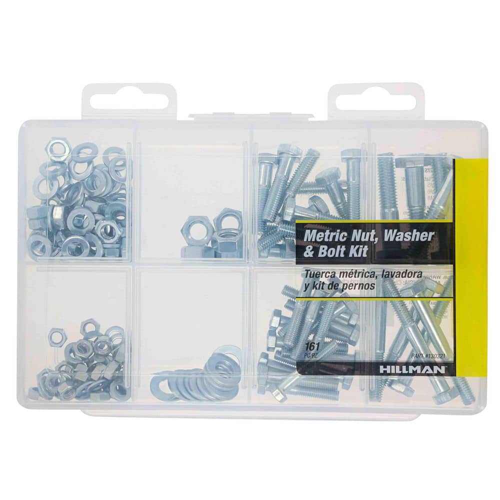 Hillman Zinc Metric Nut, Washer and Hex Bolt Assorted Kit (161-Pack) (1)