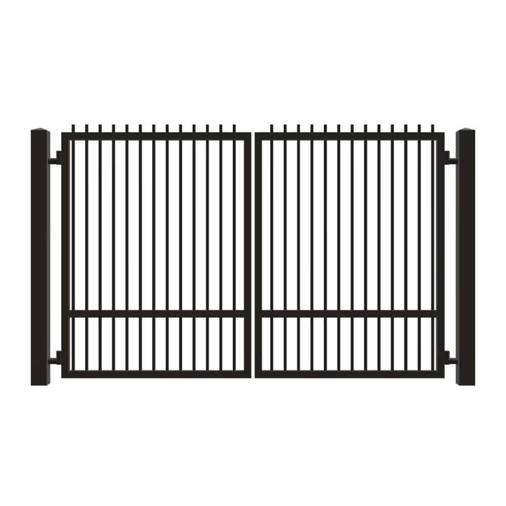 Unbranded Driveway Gate — Swing, Center, Finials, Single, Black — 122"W x 72"H (1)