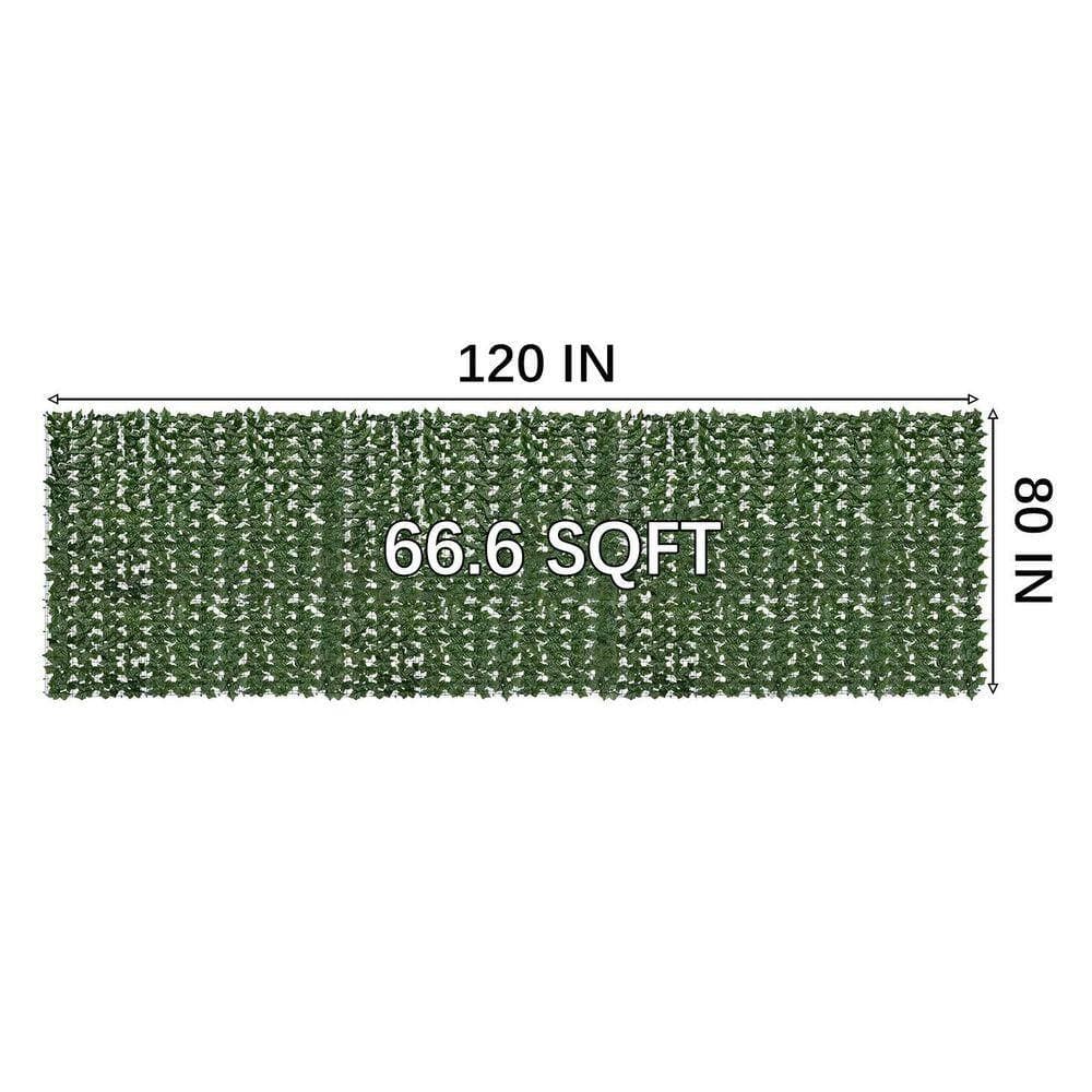 Unbranded 80 in. W x 128 in. L Green Plastic Artificial Ivy Privacy Fence Screen for Decorative (2)