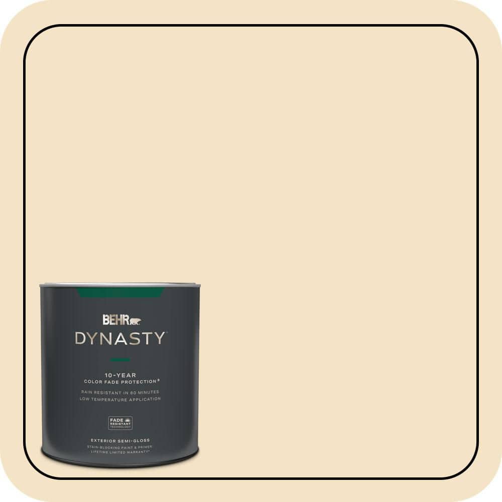 BEHR DYNASTY 1 qt. #PPU6-10 Cream Puff Semi-Gloss Exterior Stain-Blocking Paint and Primer