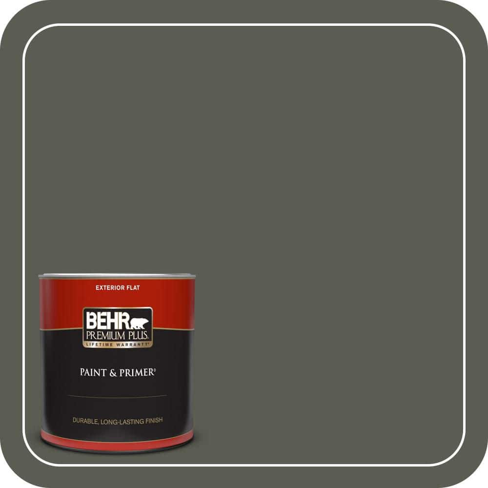 BEHR PREMIUM PLUS 1 qt. #N380-7 Black Bamboo Flat Exterior Paint & Primer