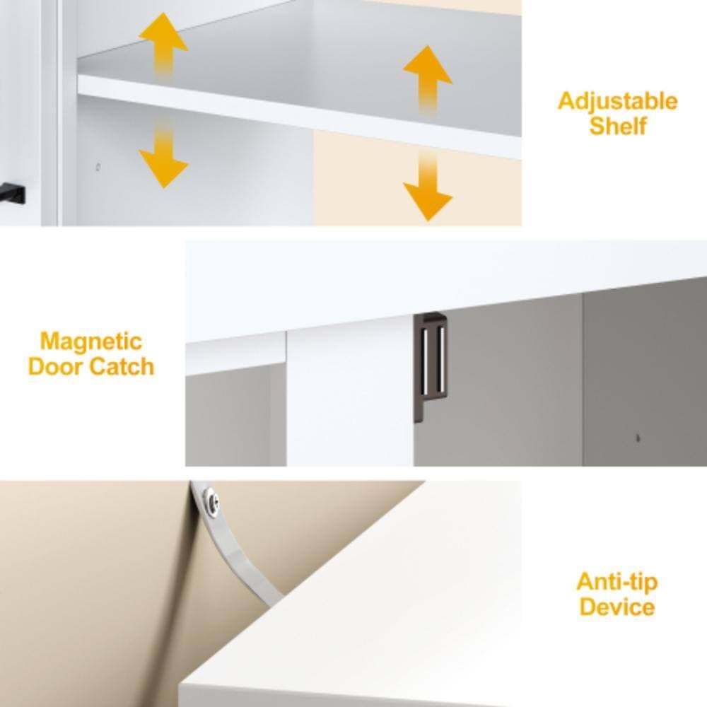 Unbranded 47.2 in. W x 15.7 in. D x 33.8 in. H Bathroom White Linen Cabinet (3)
