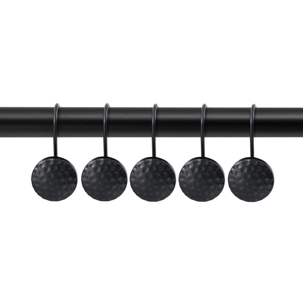 Utopia Alley Rust Resistant Metal Shower Curtain Rings/Hooks for Bathroom, Curtains, Kitchens, Clothing etc-Set of 12, Matt Black (3)