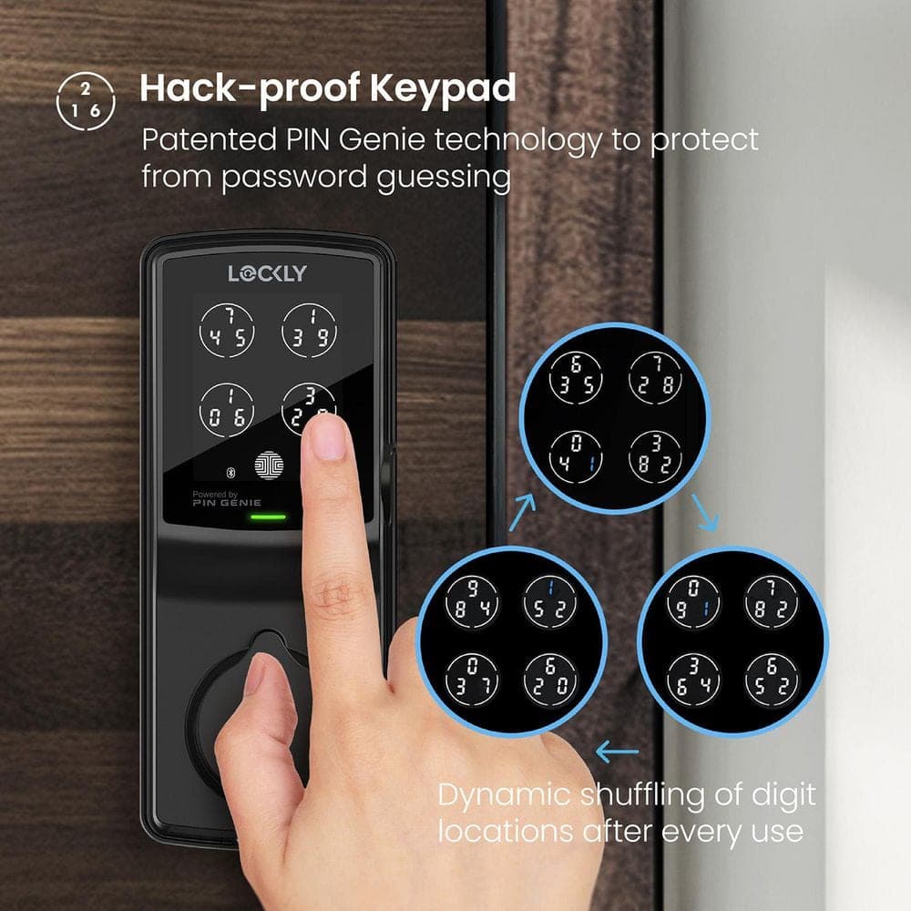 Lockly Secure Pro Matte Black Deadbolt WiFi Smart Lock with 3D Fingerprint, Hack-proof Keypad, Mobile app, Alexa/Hey Google (3)