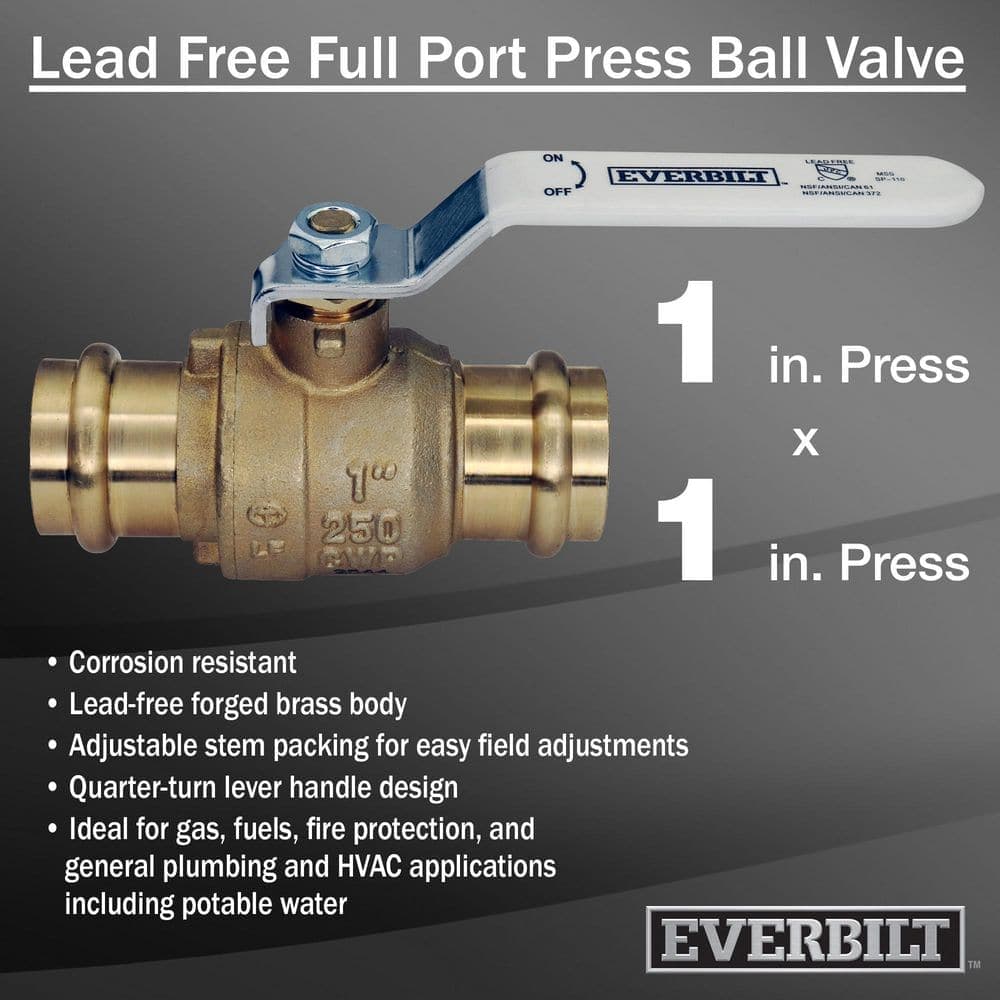 Everbilt 1 in. Press x 1 in. Press Lead Free Brass Ball Valve (2)