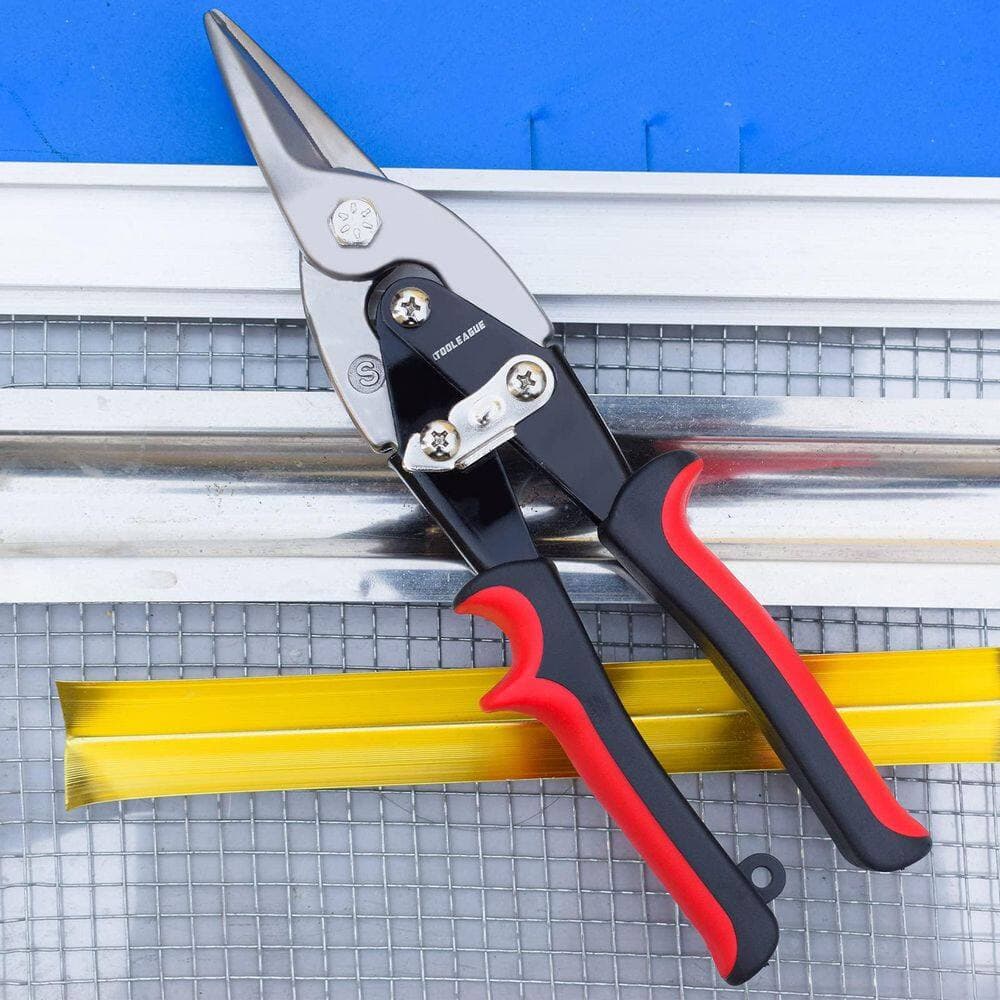 Laybus 10 in. Aviation Tin Snips for Cutting Metal Sheet, Red Tin Cutting Shears with Forged Blade, Heavy Duty Metal Cutter (2)
