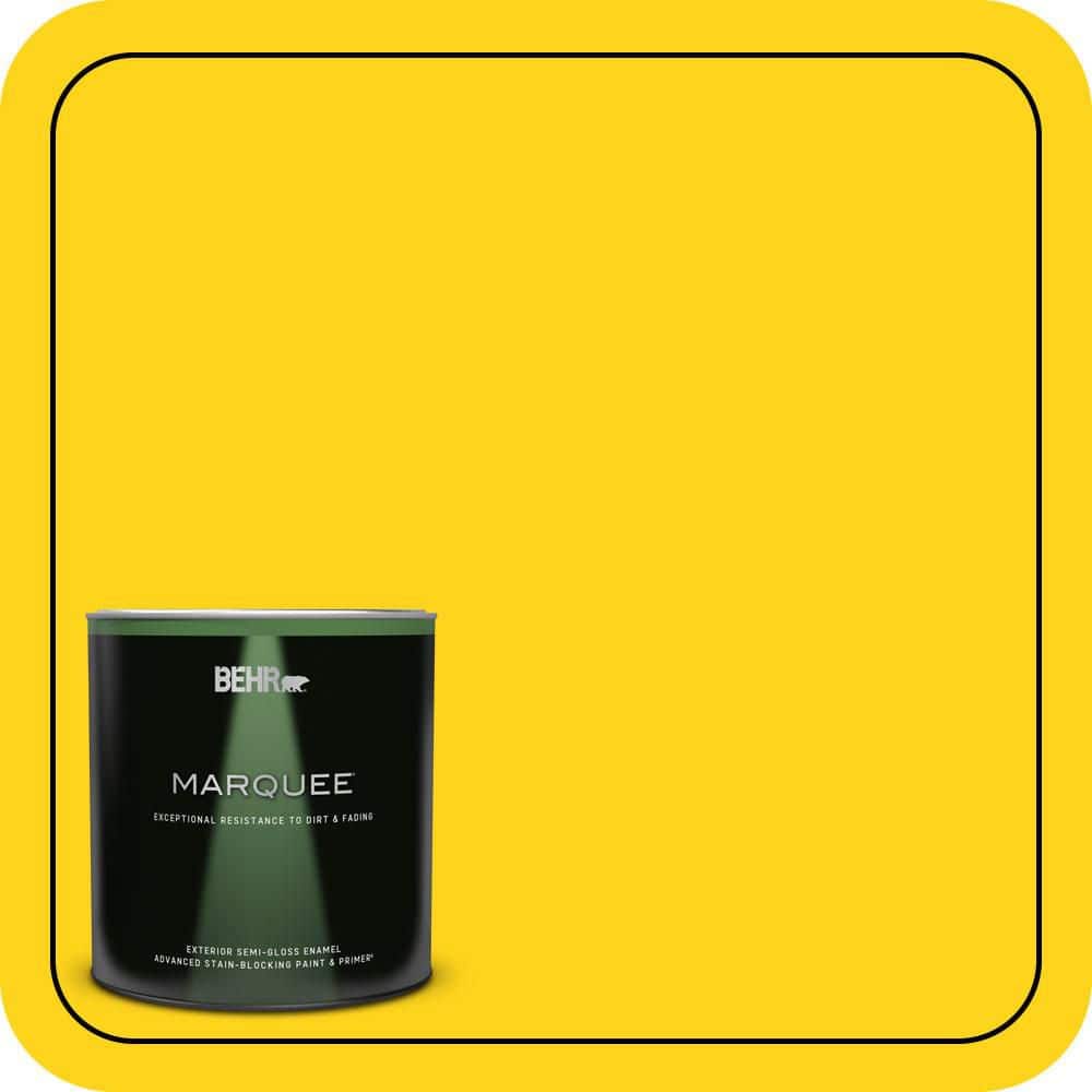 BEHR MARQUEE 1 qt. #S-G-390 Lemon Zest Semi-Gloss Enamel Exterior Paint & Primer