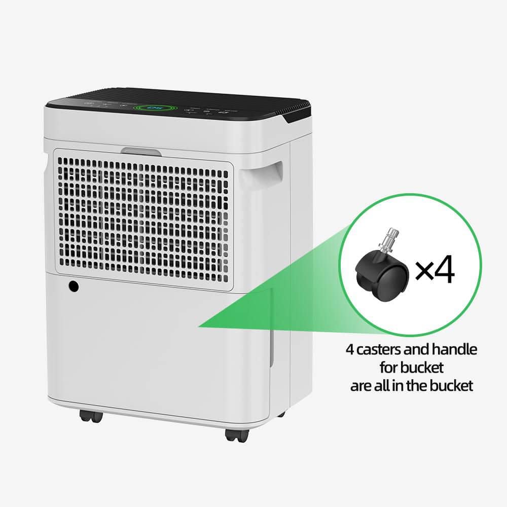 Edendirect 50 pt. 4,500 sq.ft. Dehumidifier for Basement with Drain Hose, Bucket in White, Variable Speed, Quiet Cloth Dry, Ionizer (2)