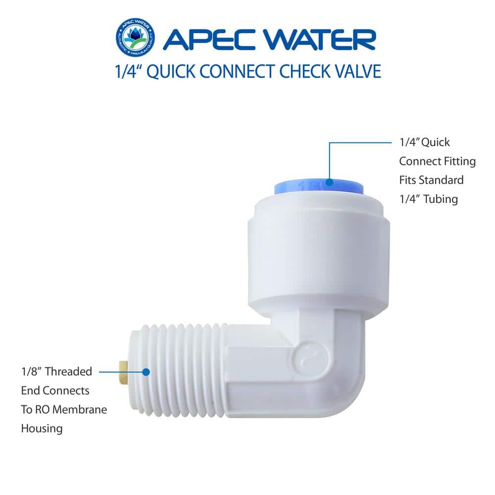 APEC Water Systems 1/4 in. Quick Connect Check Valve for Reverse Osmosis Water Filtration System (2)