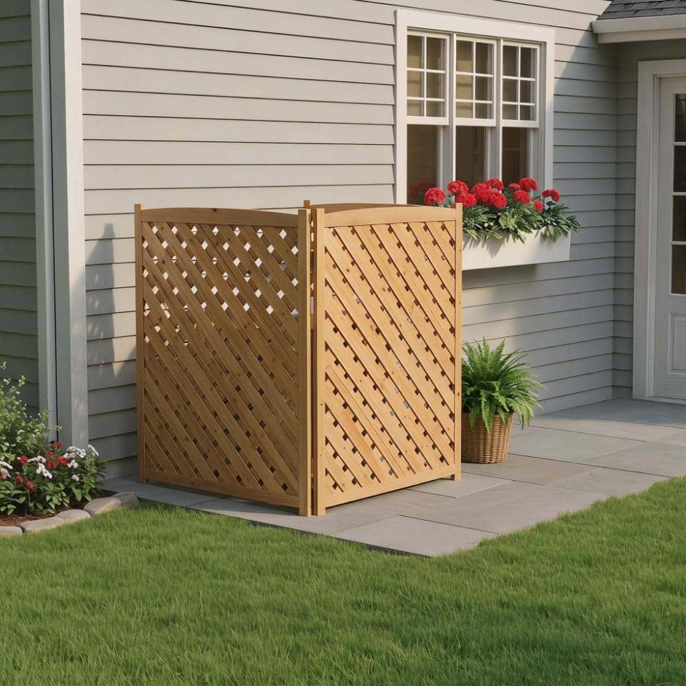 Runesay Air Conditioner Fence Screen Outside, Privacy Fence 3 Panels to Hide AC & Trash Enclosure (3)
