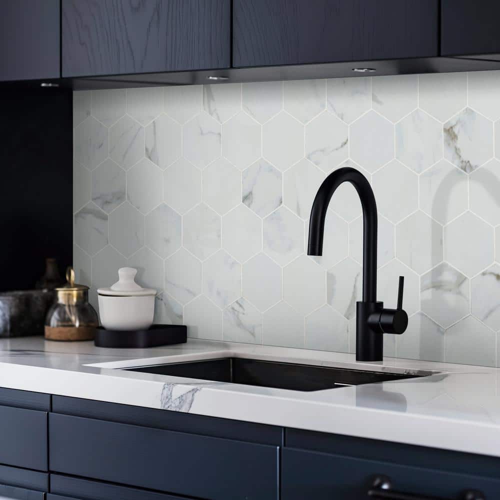 MSI Carrara 12 in. x 12 in. Polished Porcelain Mesh-Mounted Mosaic Floor and Wall Tile (0.84 sq. ft. /Each) (4)
