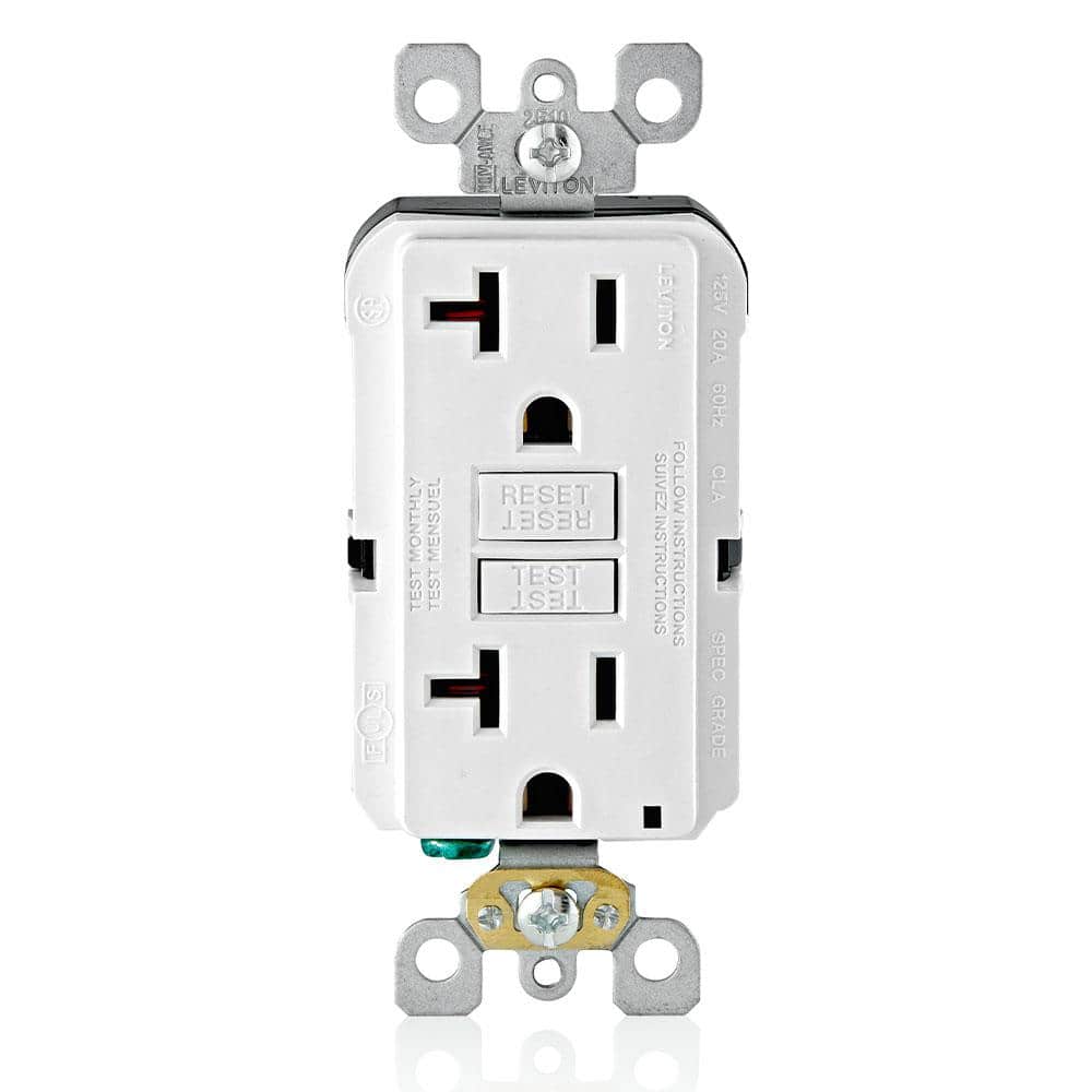 Leviton 125-Volt NEMA 5-20R SmartlockPro 2-Pole Residential Grade Duplex GFCI Receptacle Outlet, GFNT2-W