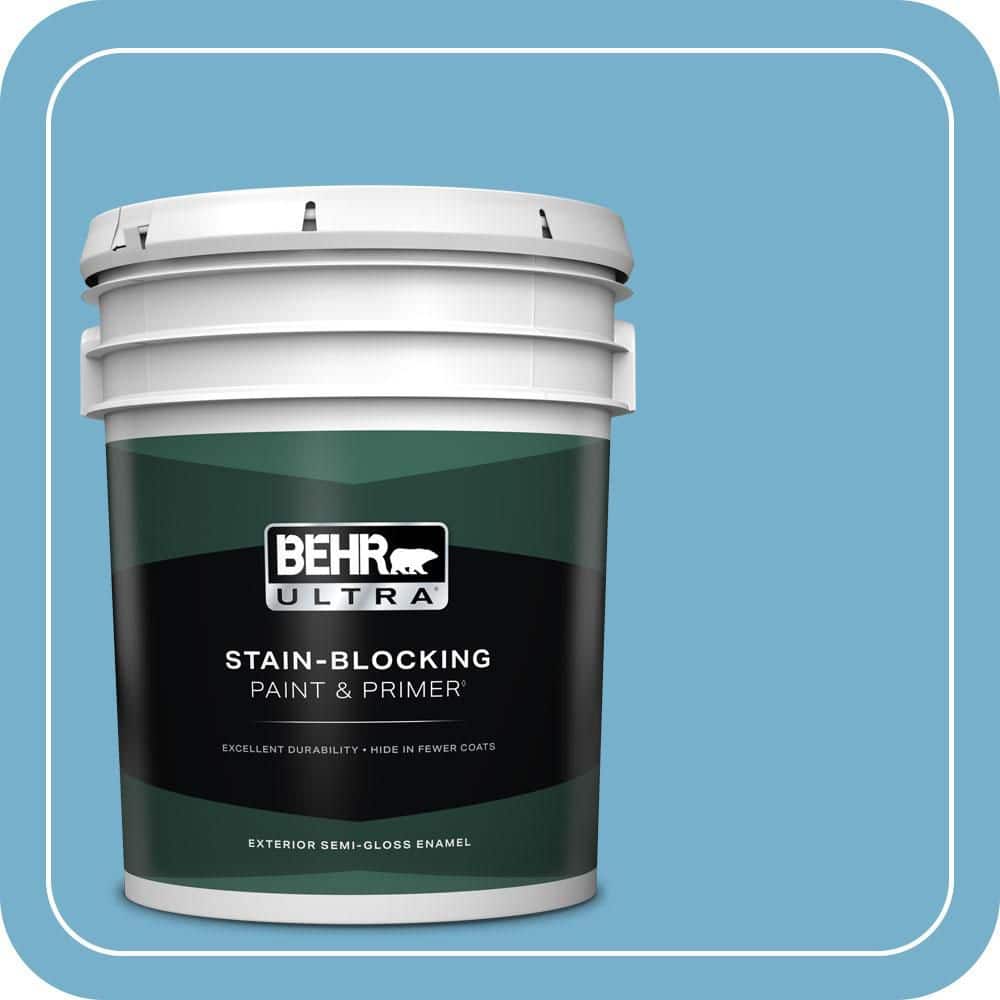 BEHR ULTRA 5 gal. #550D-5 Ocean Cruise Semi-Gloss Enamel Exterior Paint & Primer