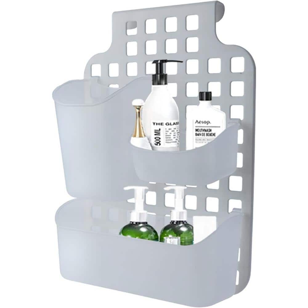 Adrinfly Versatile Over Cabinet/Door Storage Organizer with Interchangeable Baskets for Shower Caddy 3in. White (1)