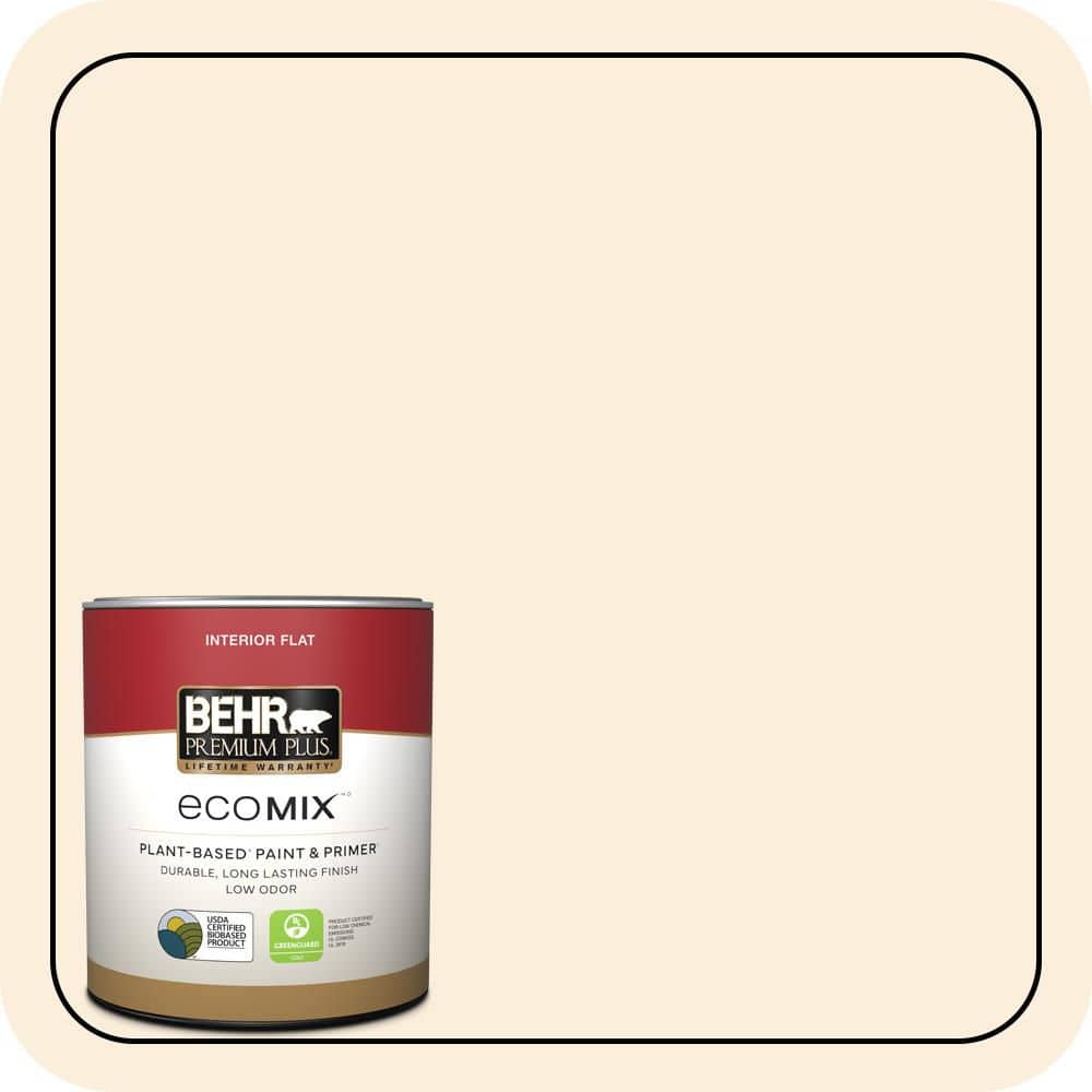 BEHR PREMIUM PLUS 1 qt. #PWN-22 Organza Peach Flat EcoMix Plant-Based Interior Paint & Primer (1)