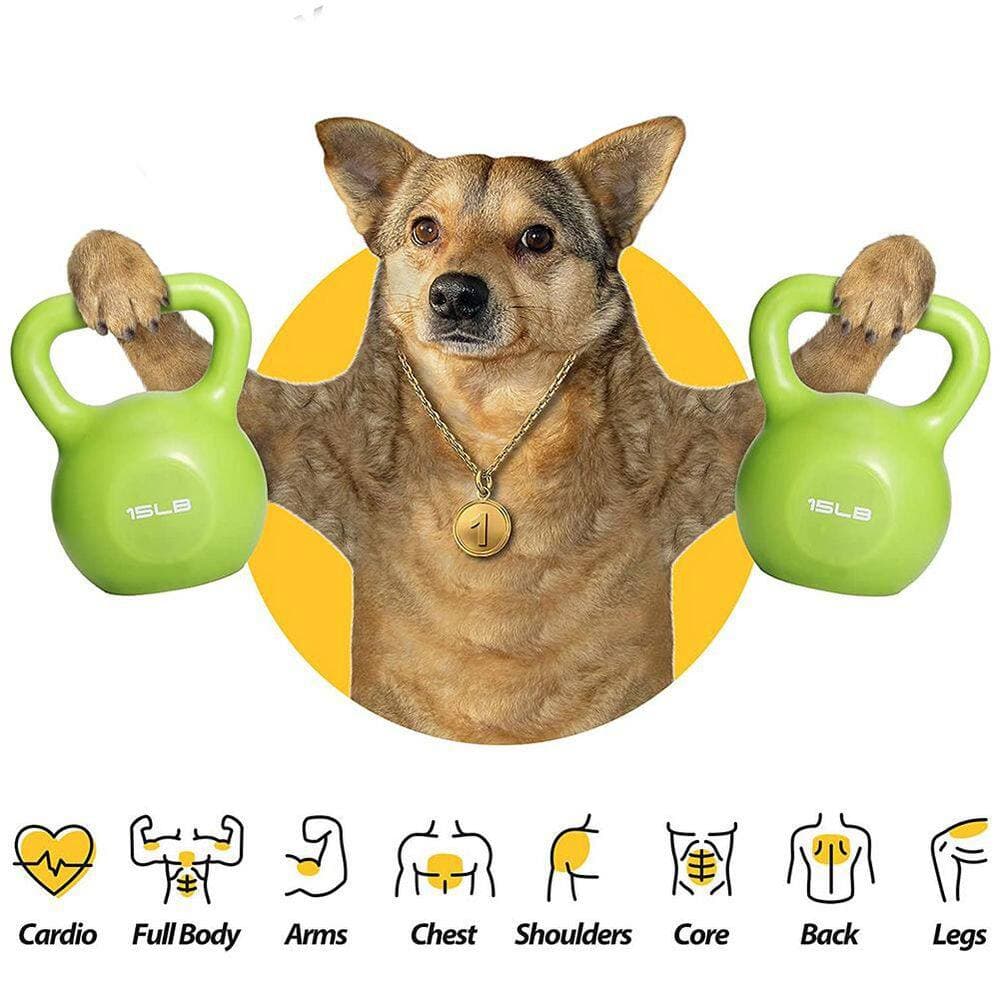 Tidoin 15 lb. Green Strength Training Kettlebell (3)