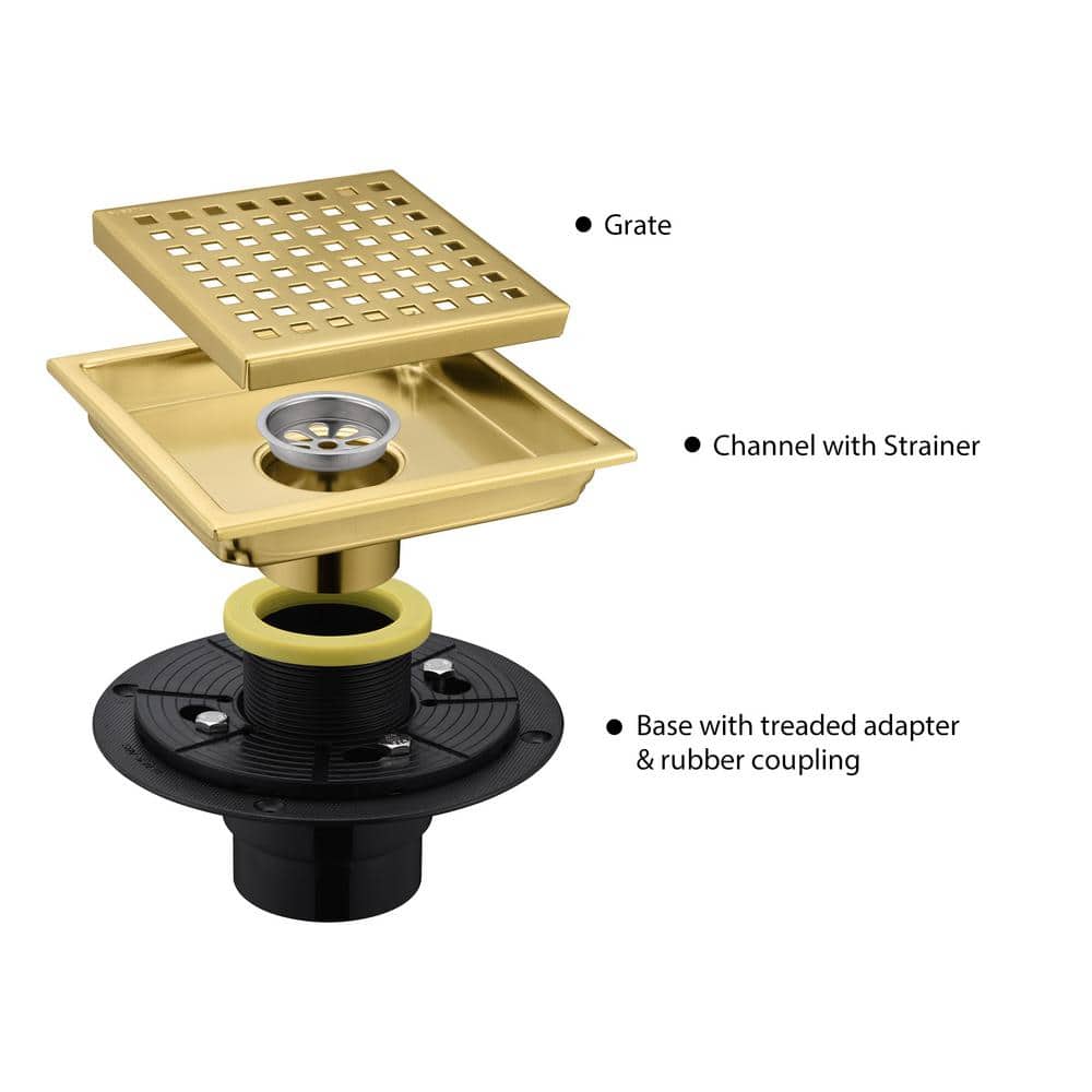 LUXIER 6 in. 6 in. Square Shower Drain (3)