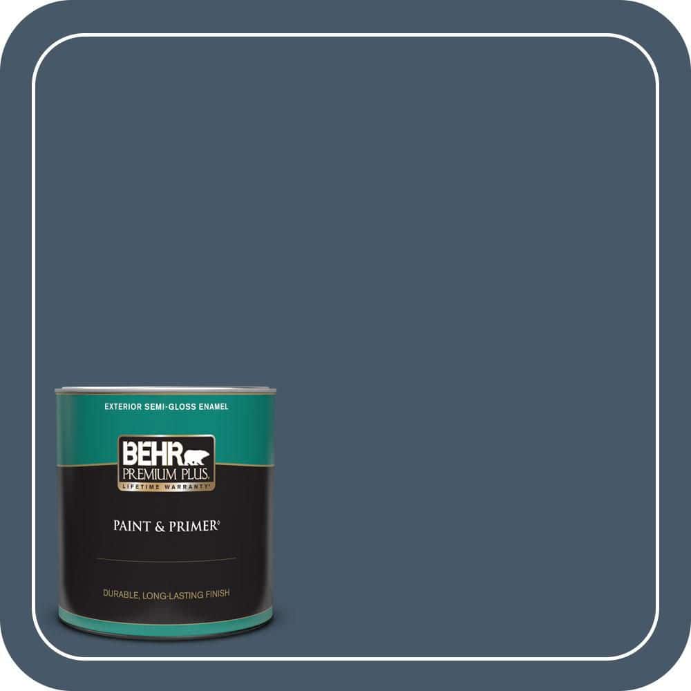BEHR PREMIUM PLUS 1 qt. #QE-55 Harbour Semi-Gloss Enamel Exterior Paint & Primer (1)
