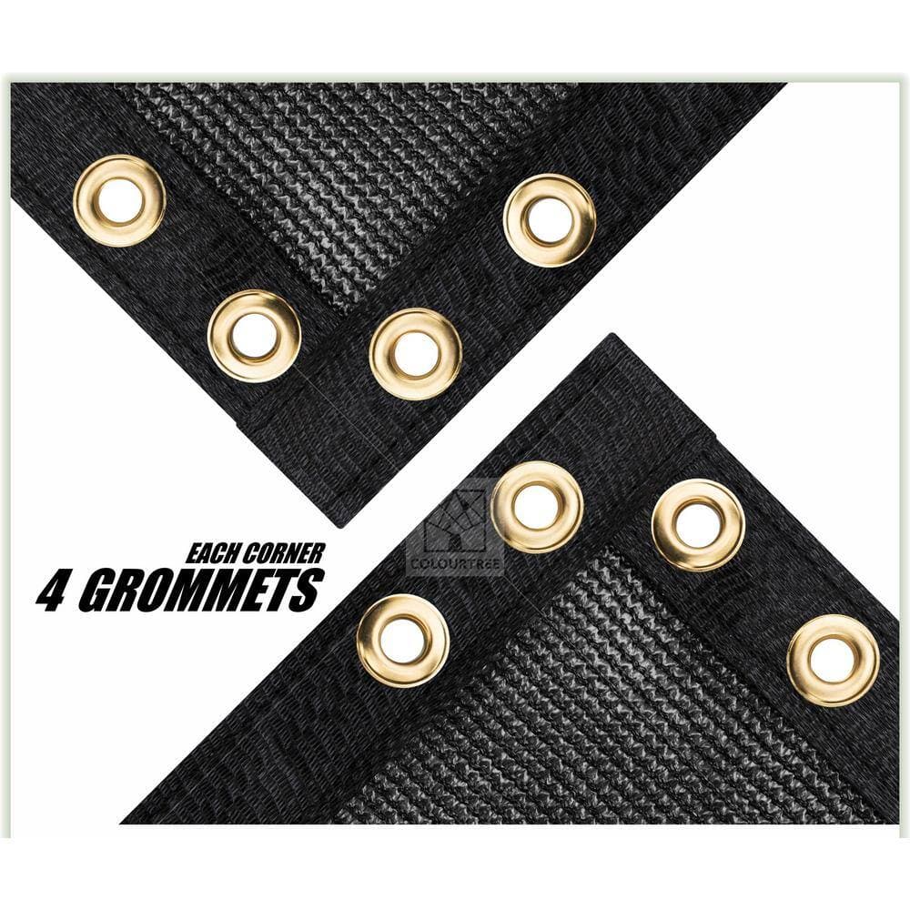 COLOURTREE 4 ft. x 50 ft. Black Privacy Fence Screen HDPE Mesh Windscreen with Reinforced Grommets for Garden Fence (Custom Size) (2)