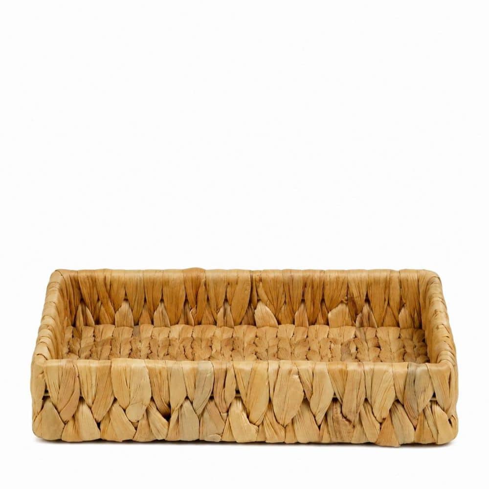 KHKFY 10 in. Handwoven Water Hyacinth Bathroom Tray for Countertop, Toilet Tank, Vanity, and Coffee Table Decor (1)