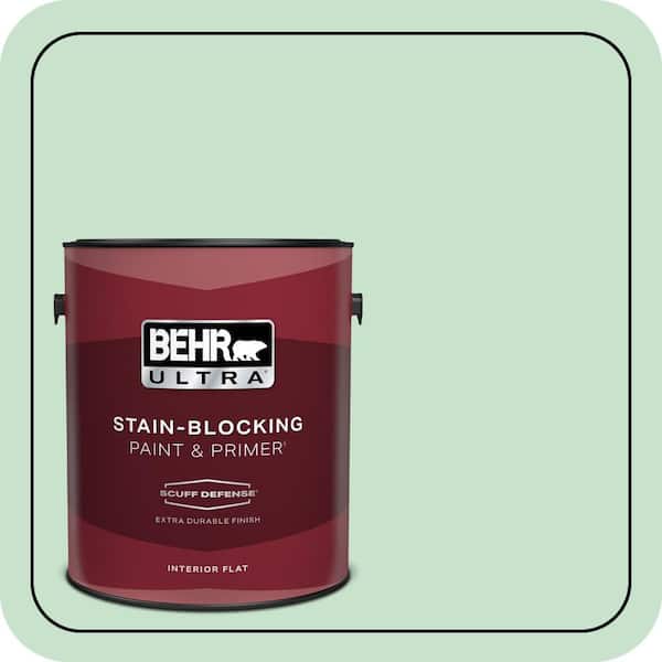 BEHR PREMIUM PLUS 5 gal. #M410-2 Wishful Green Semi-Gloss Enamel Low Odor Interior Paint & Primer (4)